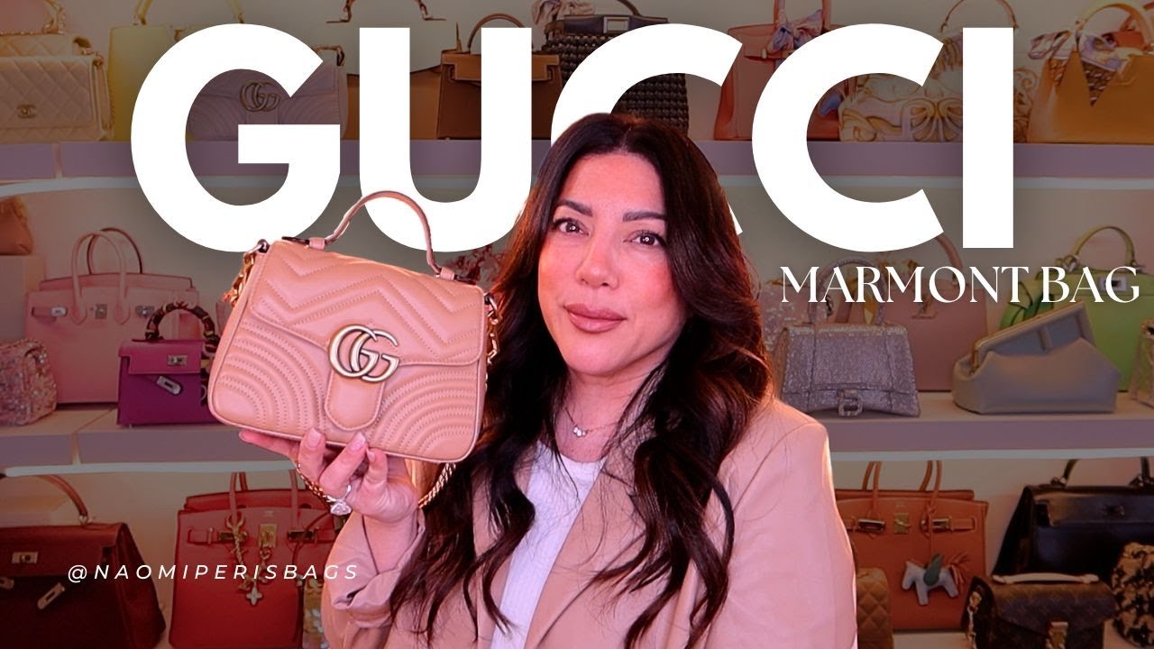 GUCCI MARMONT BAG WITH TOP HANDLE NUDE | Naomi Peris